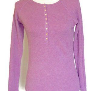 Women Knit Long Sleeve Pink Polo Shirt Size S